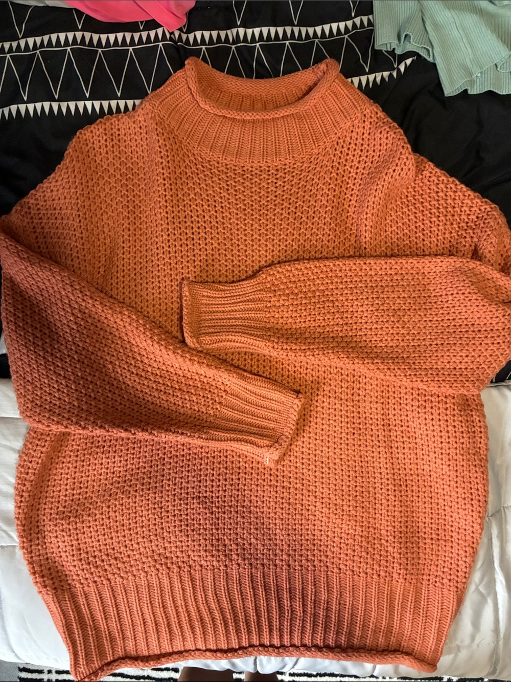 Pink Lily Orange Cowlneck Knit Sweater
